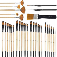 32 Stuks Aquarel Kwast Stencil Borstel Fineliner Penseel voor Aquarel Gouaches Olieverfminiaturen