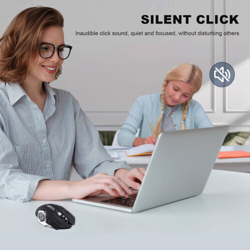 Wireless Silent Mouse  Dual Mode Design, 2.4G Dual Mode Rechargeable Optical Mouse for Laptop PC Game Office 2