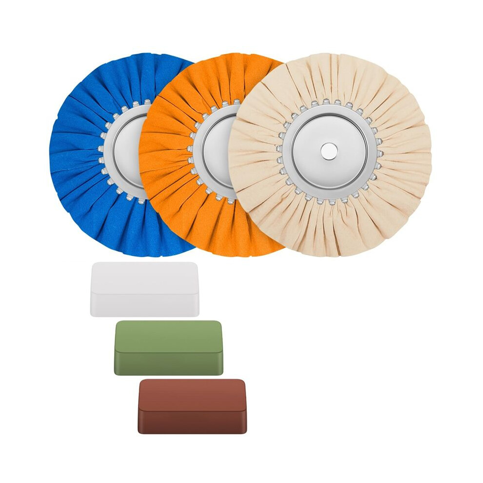 6Pcs 8Inch Airway Buffing Wheel Aluminum Wheel Polishing Kit Safe Flange In Diameter 5/8 Inch Arbor For Angle Grinder 6034276686655