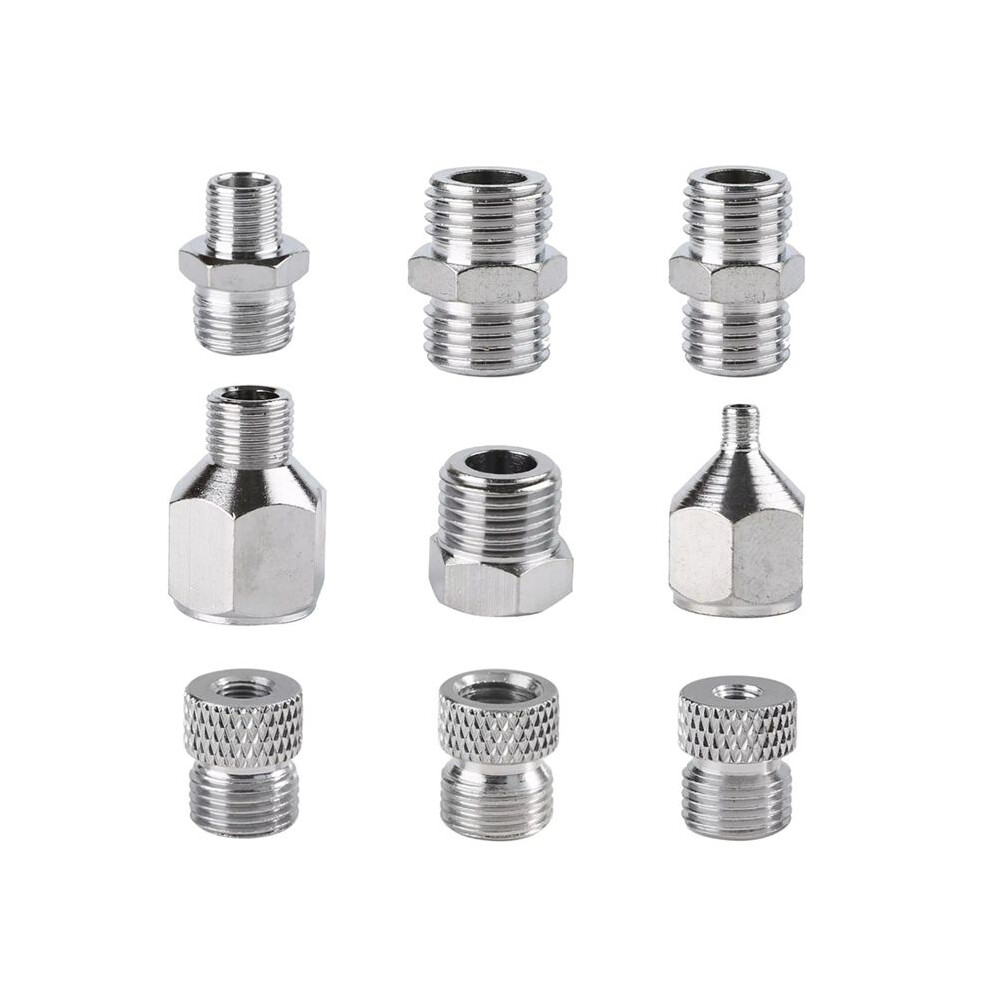 9Pcs/Set Airbrush Adaptor Fitting Accessories Replacement Kit Coupling Connector Tool For Compressor And Air Brush Hose 4713958015700