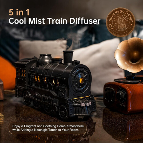 Essential Oil Diffuser, Train Diffuser Cool Mist Humidifier 2 Light 2 Mist Mode Auto Shut-Off for Home Office Bedroom 2