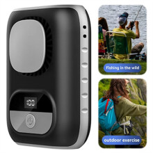 Portable Waist Fan 4000mAh Clip Personal Neck Fan LED 12H Working 5 Speeds Body Cooling for Camping Worksites,A
