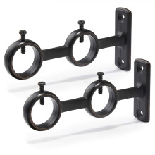 Curtain Rod Bracket, 2Pcs Double Curtain Rod Holder, Double Rod Brackets Hooks for Living Room Bedroom Curtain Rods