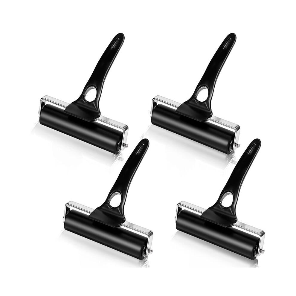 4 Pcs Rubber Roller Black Rubber Brayer Rollers Ink Roller For Gluing Printing Inking Block Paper Crafting Press 6031370473877