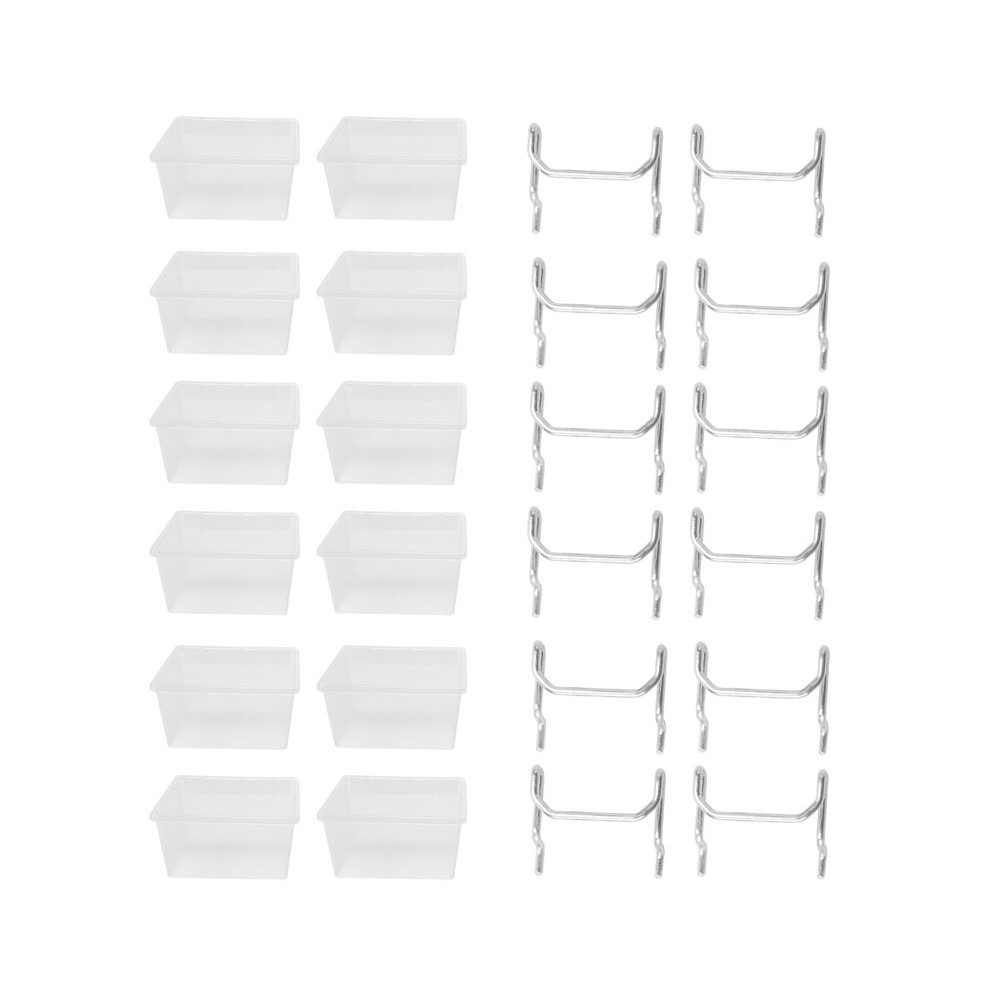 12 Pieces Pegboard Plastic Bins Kit - Pegboard Bins With Hooks - Pegboard Accessories Workbench Bins Fits To Peg Board 4713552235207
