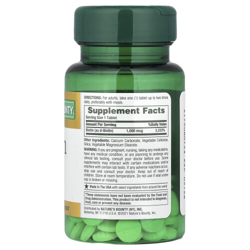 Nature's Bounty, Biotină, 1.000 mcg, 100 Tablete Acoperite 2