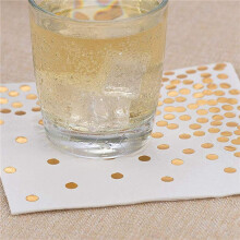 Gold Dot Cocktail Napkins (150 Pack)3-Ply Paper Napkins with Gold Foil Polka Dots Perfect for Birthday Party