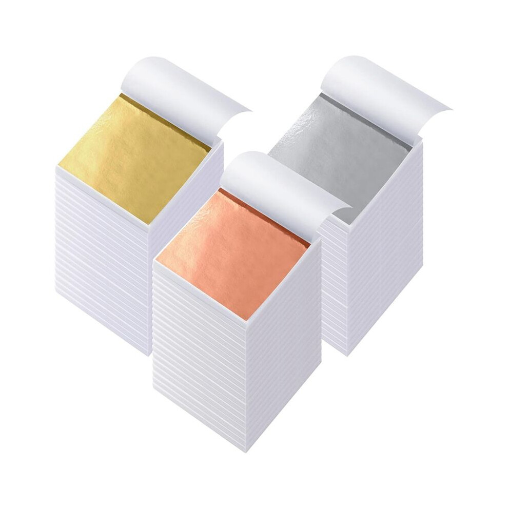 1200 Sheets Gold Leaf Sheets 3 Colors Imitation Gold Leaf Paper Gold Foil Sheets for Arts Decoration Handcrafts Nails
