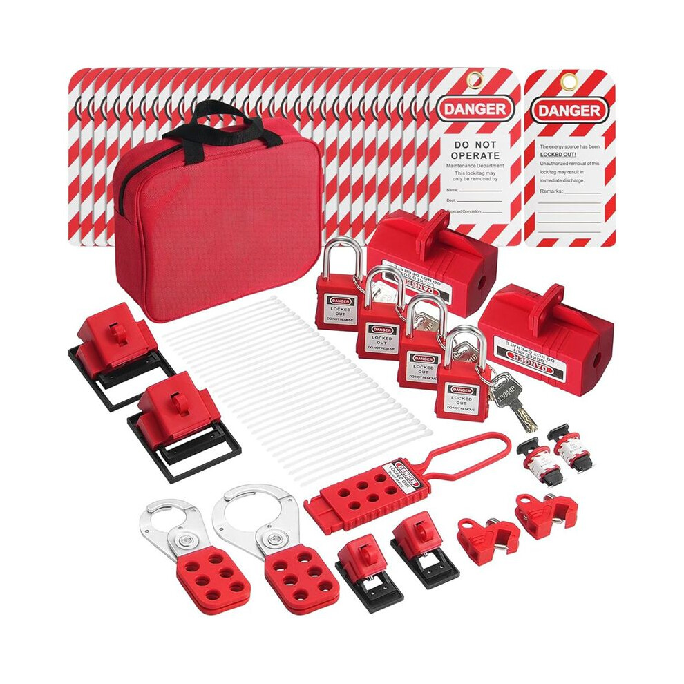 Electrical Lockout Tagout Kit, 47 Pcs Safety Lotokit Circuit Breaker Lockouts, For Industrial, Electric Power 6033169664770