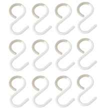 12Pack S Hooks Rack Hanger S Shaped Hooks Hanging Flexible Neck for Easy Twist for Kitchen Bathroom White