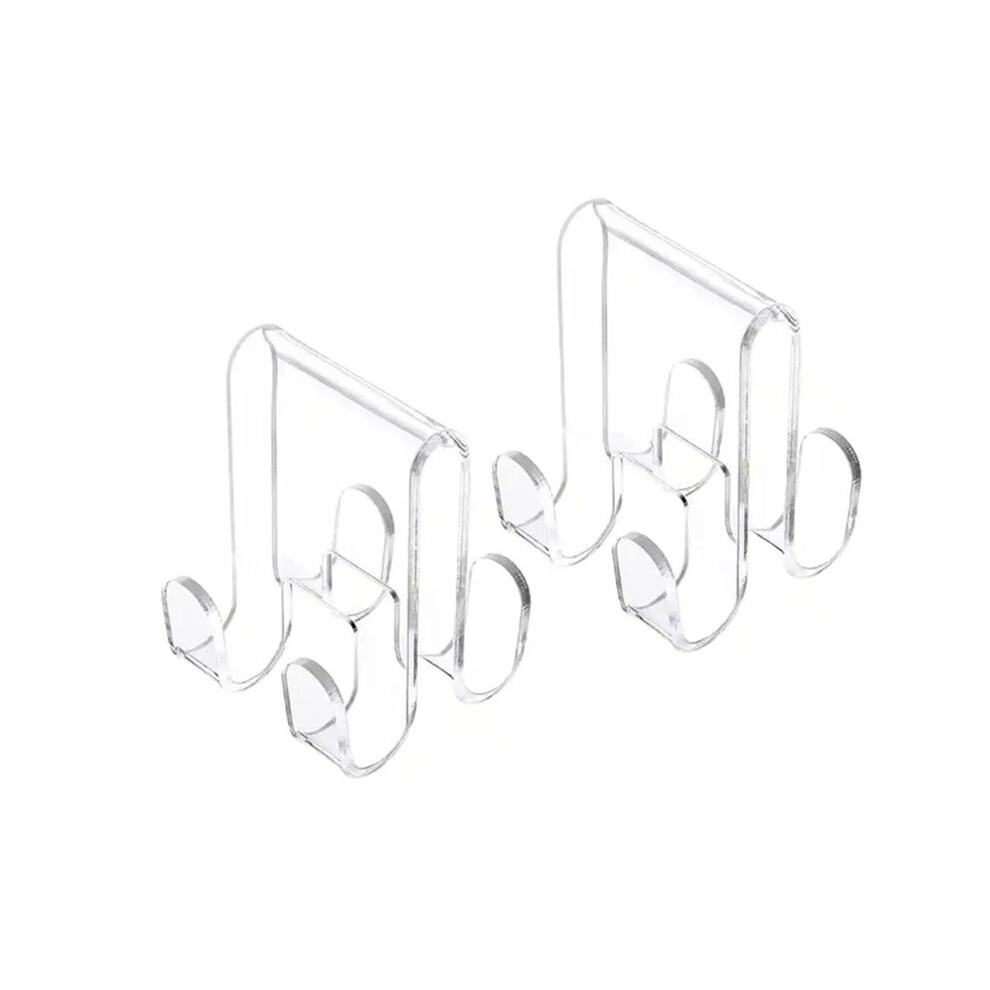2Pcs Acrylic Glass Door Hanger Attachments Secure Towel And Clothing Hangings Hook 4713616100731