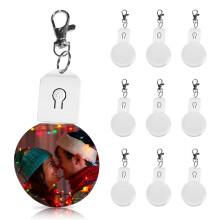 10Pcs Sublimation Keychain Blanks Bulk with LED Lighted Transfer DIY Crafts with Keyrings for Photos Round