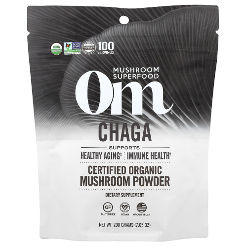 Om Mushrooms, Πιστοποιημένη Οργανική Μύκητας Πώλης, Chaga, 7,05 oz ( 200 g) 1