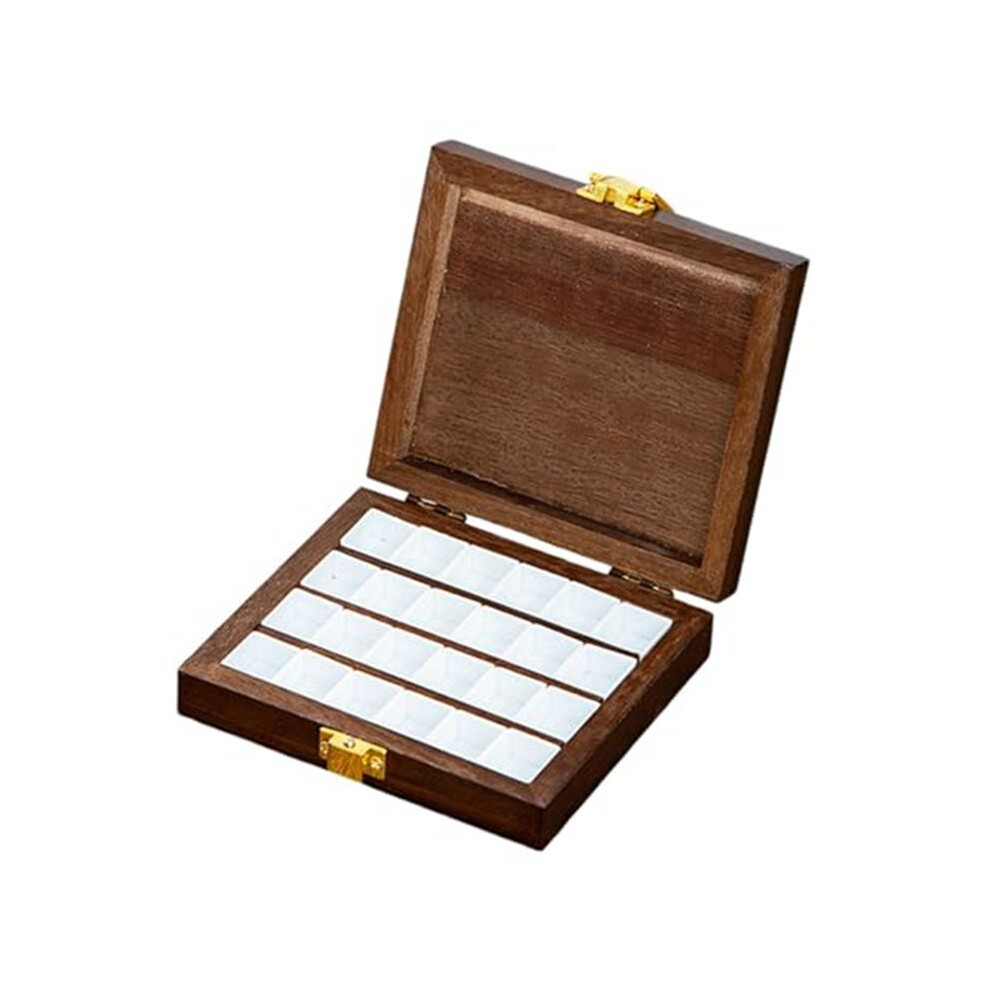 Watercolor Paint Wood Empty Palette Box Folding Paint Tray Portable Travel Paint Case For Acrylic Oil Paints 24 Grids 4714067265291
