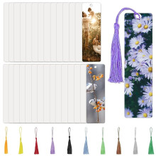 30 Pcs Double Sided Sublimation Bookmarks with Tassels, 6x1.5Inch DIY Plastic Blanks for Crafts and Gifts