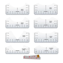 9pcs Tshirt Ruler Guide to Center Vinyl, Transparent V-Neck/Round PVC Ruler for Alignment, Heat Press
