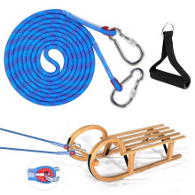 Sledge Rope with Carabiner, Thick Sledge Rope Diameter 10 mm, 4 m Sledge Lead with Handle,for Sledges, Sledge Pull Rope