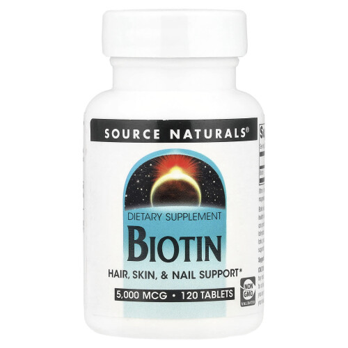 Source Naturals, Biotin, 5,000 mcg, 120 Tablets 1