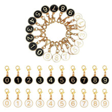 20PCS Numbered Stitch Markers 0-9, Alloy Crochet Knit Locking Clips, Black & White