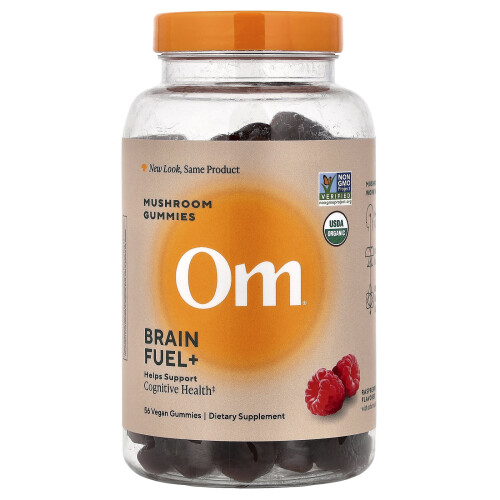 Om Mushrooms, Brain Fuel+ Μύκητες Σομπής, Raspberry , 56 Vegan Σομπής 1