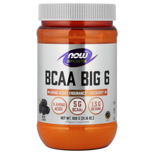 NOW Foods BCAA Big 6, Natural Grape, 21,16 oz (600 g) 1