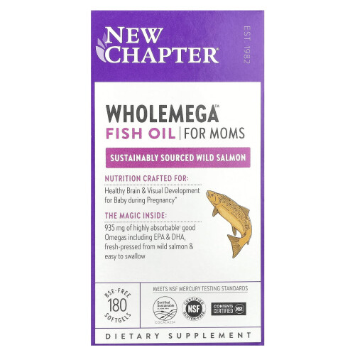 New Chapter, Wholemega Θαλάσσιο Λάδι για Μητέρες, 180 Softgels 1