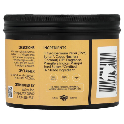Ayeya, Geriebene Körperbutter, Kokos-Mango, 5 oz (141 g) 1