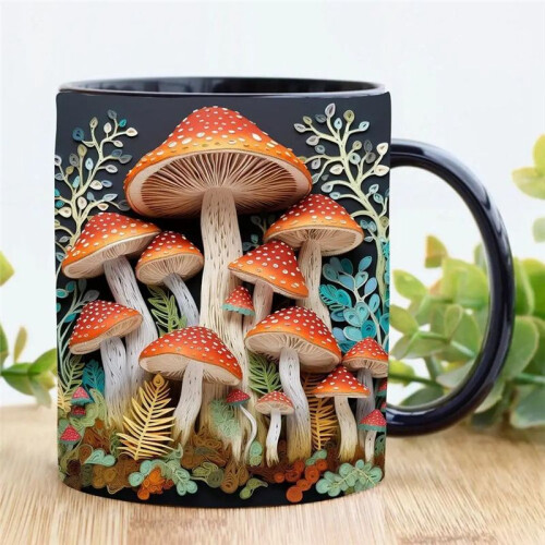 3D Magic Mushrooms Mug Ceramic  3D Fun Space Design Mugs Offices Multi-Purpose Drink Cup for Home Office Dorm A 1
