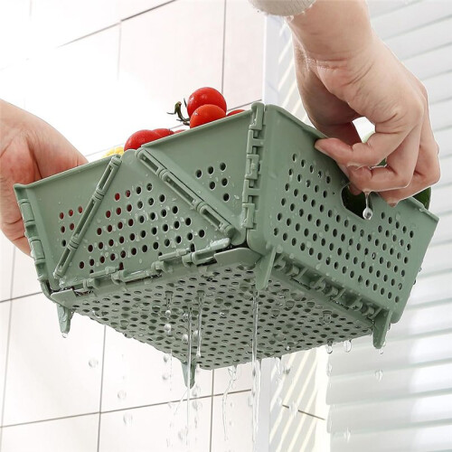 Plastic Collapsible Colander - Foldable Drain Basket with Resting Feet - Kitchen Food Strainer - Space-Saving Black 1