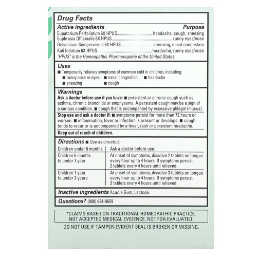 Hyland's Naturals, Baby, Tiny Cold Tablets, Daytime, 6+ Months, 125 Quick-Dissolving Tablets 1