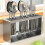 Countertop Cutlery Drying Holder Cutlery Drainer Tableware Holder Box Tabletop Separated Fork Chopstick Storage Grey 4