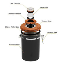 1800ml Koffiebus Luchtdichte Containers Keukenvoedselbewaarcontainer met Datumtracker en Schep