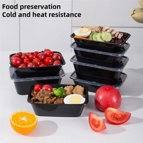 1000ml Thick Disposable Takeaway Lunch Box Tableware Can Be Microwave Heated Rectangular Plastic Bowl Food Packaging Box 1