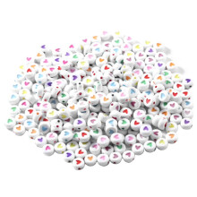 500Pcs White Mixed Round Acrylic Love Beads 4X7mm Colorful Heart Shaped Beads for Jewelry Making DIY Bracelets Necklaces