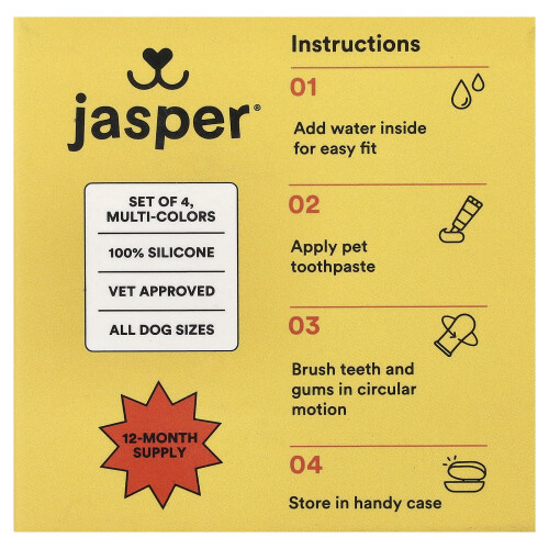 Jasper, 360 Finger-Zahnputz, Multi-Farben, 4 Zahnputz 1