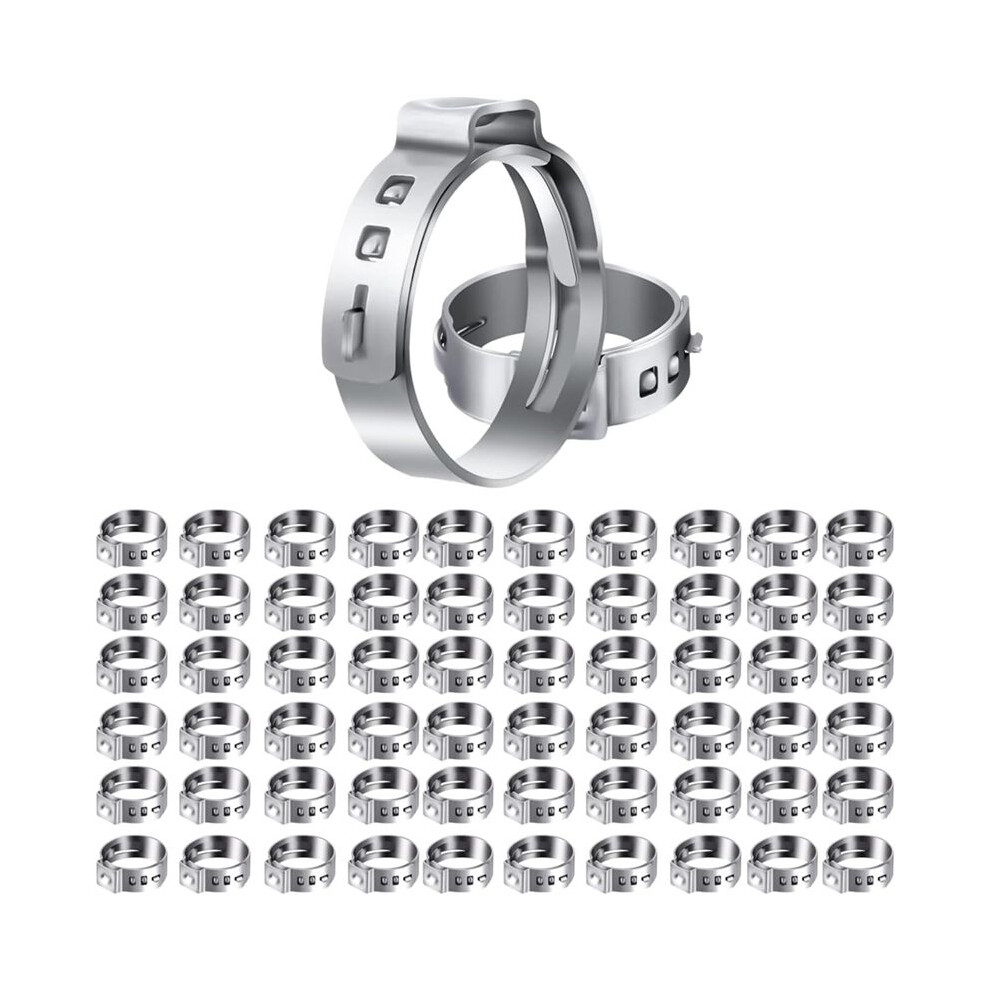 60Pcs 1 Inch Pex Clamps, Stainless Steel Single Ear Hose Clamps For Pex Pipe Fitting Connections 4713332821705