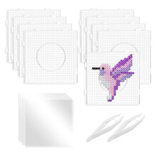 9 Stuks 5 mm Grote Vierkante Kralen Nagelplank Plastic Kralenplank met Strijkpapier, Kralenpincet voor KidsCraft Kralen