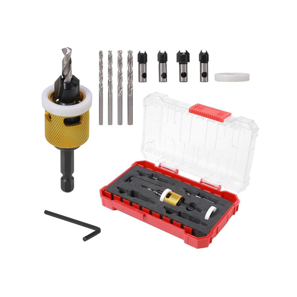 Tipped Countersink Drill Bits Set With Low Friction Depth Stop, 1/4In Quick Change Countersink Drill For Wood, Plastic 4711062026285