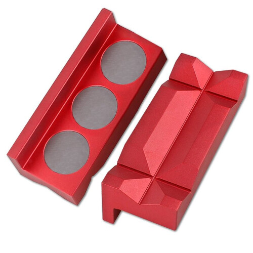 4 Polegadas Vise Jaw Pads Magnetic Alumínio Vise Jaw Caps Reversível Pipe Vise Multipurpose Vise Protection Inserts 2 Peças Vermelho