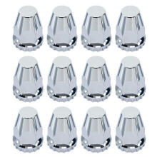 12Pcs Lug Nut Covers Kit,33mm ABS Chrome Screw- Hub Lug Nut Caps for Semi Truck Trailer Passenger Car