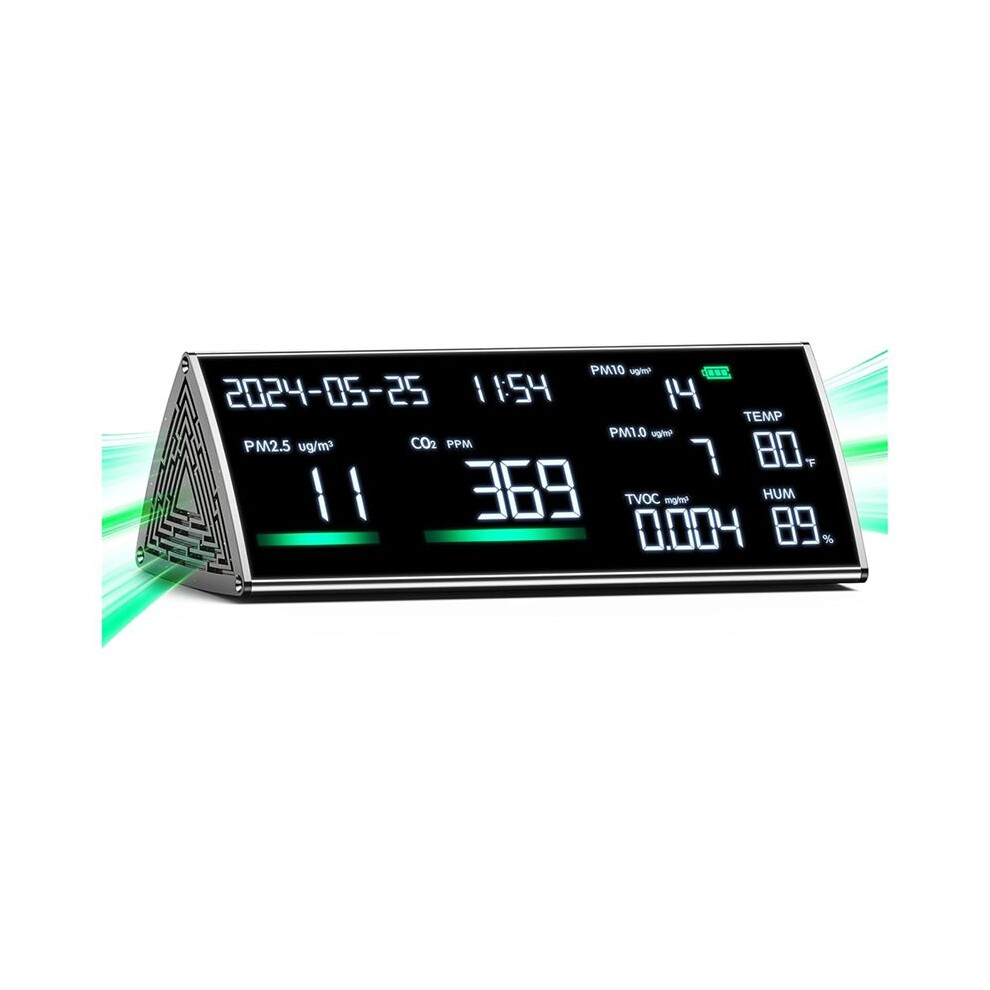 Tauoh Air Quality Monitor-Tvoc, Pm2.5, Pm1.0, Pm10, Temperature, Humidity And Display Metal Surfaceair Quality Tester