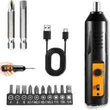 Elektrischer Schraubendreher, Automatisches Heimreparatur-Werkzeugset mit LED-Licht, Per USB Wiederaufladbarer Kabelloser Magnetischer Schraubendreher