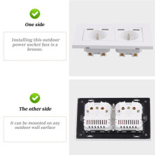IP66 16A 250V Waterproof Outdoor Wall Power Socket Box Electrical Double Outlet with 2USB for Home Garden France-Style