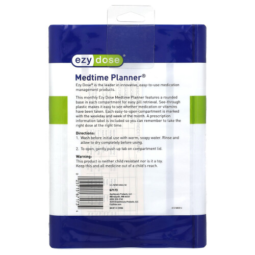 Ezy Dose, Monthly with Rounded Base Medtime Planner, Large, 1 Count 1
