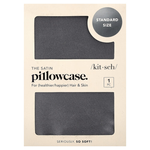 Kitsch, The Satin Pillowcase, Standard Size, Κάρβουνο, 1 Pillowcase 1