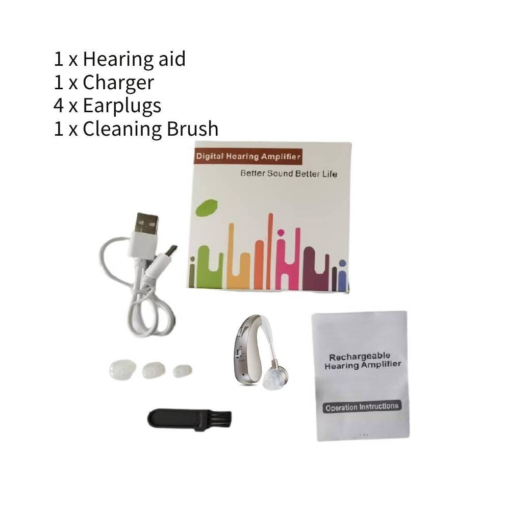 Silver (Silver) Elderly Hearing Aid Usb Rechargeable Sound Amplifier Noise Ear Reduction Hanging