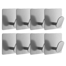 8 Stuks Handdoekhaken voor Badkamers, Zelfklevende Wandhaken voor Het Ophangen van een Badjas, Plakhaken, Roestvrij Staal, Geen Schade