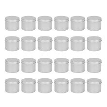 24 Pack Round Metal Tins Box Candle Tin Black Aluminum Jar Storage Empty Pot Plain Cans Cream Cosmetic Container