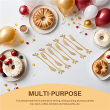 10 StüCk Edelstahl Blatt Kuchen Obst Gabeln Set Verkostung Dessert Gabeln KüChe ZubehöR Hochzeitsfeier Golden