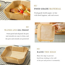 200Pcs Air Fryer Paper Liner, Non-Stick Disposable Air Fryer Liners, Square Paper, Parchment Paper for Baking